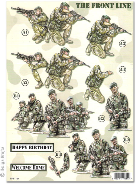Die Cut 3D Decoupage A4 Sheet - At Your Service, Army (724)