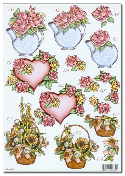 Die Cut 3D Decoupage A4 Sheet - Romance/Floral/Mothers Day (875)