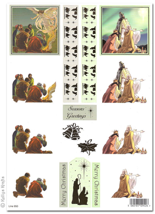 (image for) Die Cut 3D Christmas Window Decoupage, Religious Scenes (950)