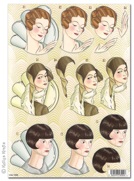 Die Cut 3D Decoupage A4 Sheet - Art Deco Ladies (1000)