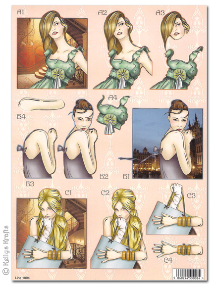 Die Cut 3D Decoupage A4 Sheet - Art Deco Ladies (1004)