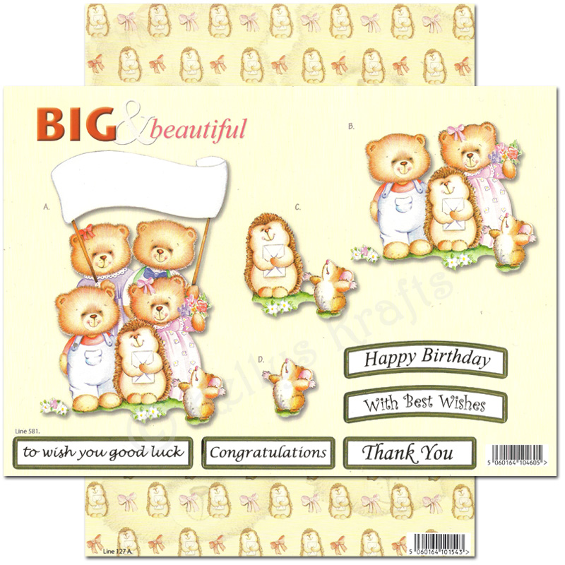 (image for) Die Cut 3D Decoupage A4 Set - Big & Beautiful, Teddy Bears (581)