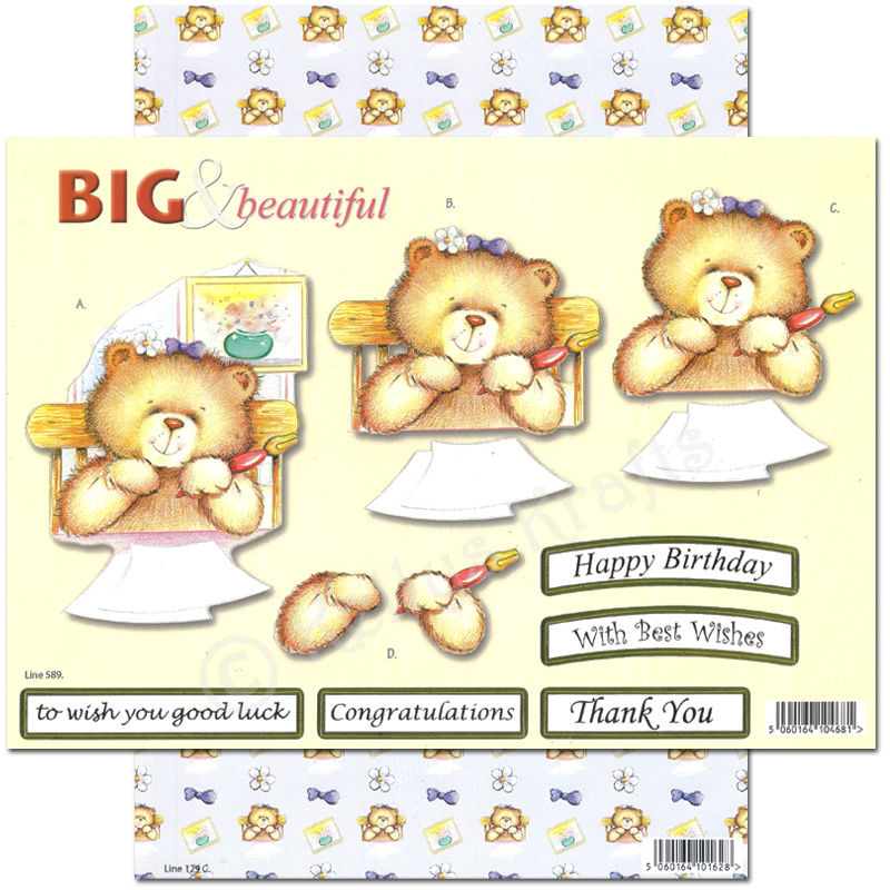(image for) Die Cut 3D Decoupage A4 Set - Big & Beautiful, Teddy Bear (589)