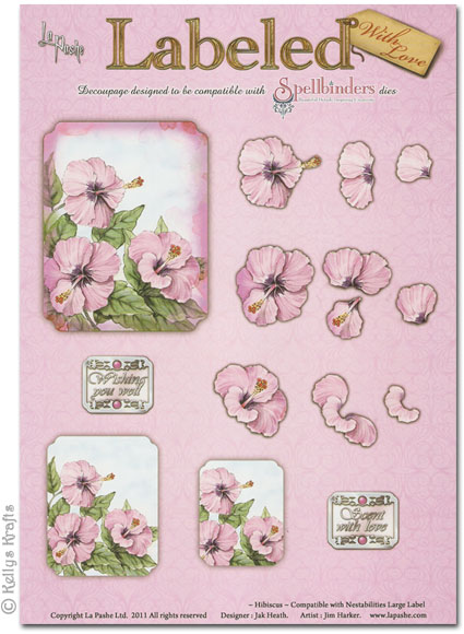Decoupage A4 Sheet - Labeled With Love, Hibiscus