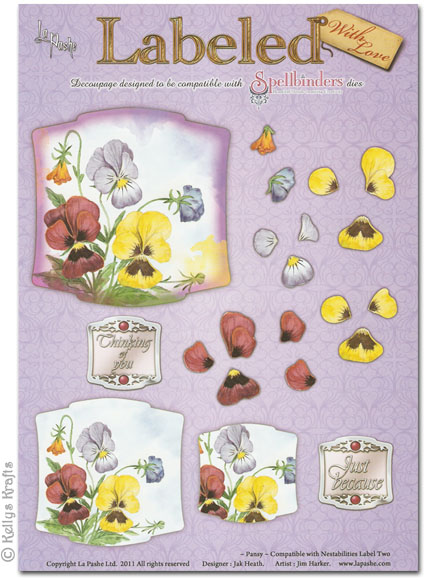 Decoupage A4 Sheet - Labeled With Love, Pansy