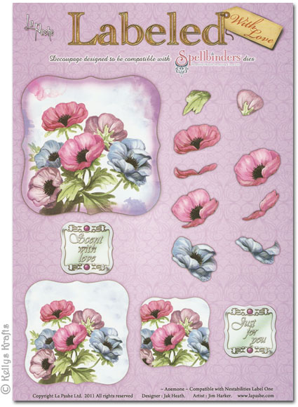 Decoupage A4 Sheet - Labeled With Love, Anemone