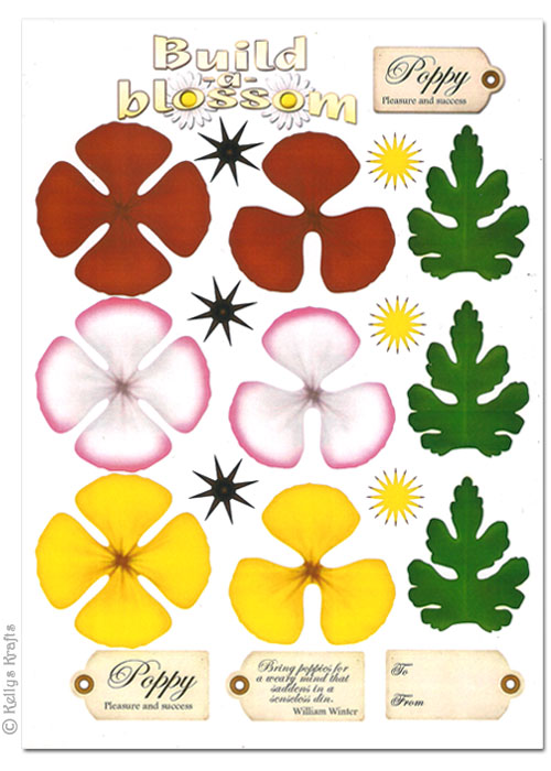 Decoupage A4 Sheet - Build A Blossom, Poppy