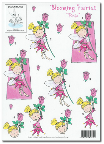 3D Decoupage A4 Sheet - Blooming Fairies "Rosa"