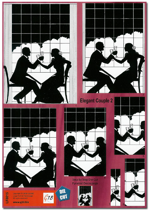 (image for) Die Cut 3D Pyramid, Large Format - Elegant Couple 2 (LF8015)