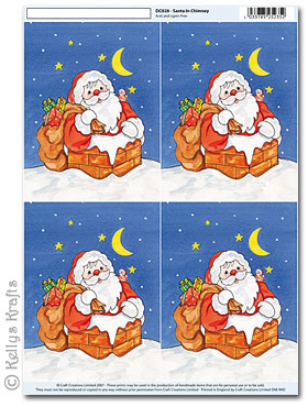 3D Decoupage A4 Motif Sheet - Santa in Chimney (028)