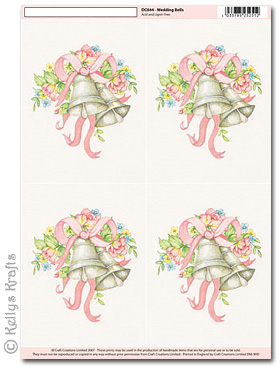 (image for) 3D Decoupage A4 Motif Sheet - Wedding Bells (044)