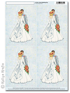 3D Decoupage A4 Motif Sheet - Wedding Day, Blue (108)