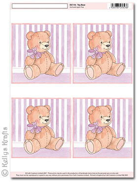3D Decoupage A4 Motif Sheet - Toy Teddy Bear, Large (116)