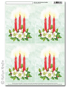 3D Decoupage A4 Motif Sheet - Christmas Candles, Tall (138)