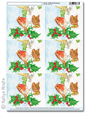 (image for) 3D Decoupage A4 Motif Sheet - Robin on Flowerpot, Small (166)