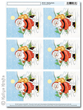 3D Decoupage A4 Motif Sheet - Skating Santa, Small (167)