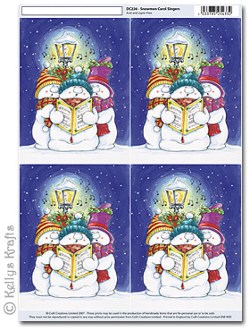 3D Decoupage A4 Motif Sheet - Snowmen Carol Singers (226)