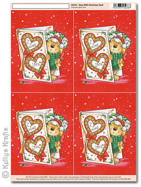 (image for) 3D Decoupage A4 Motif Sheet - Teddy Bear with Christmas Card (231)