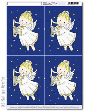 (image for) 3D Decoupage A4 Motif Sheet - Angel with Harp (235)