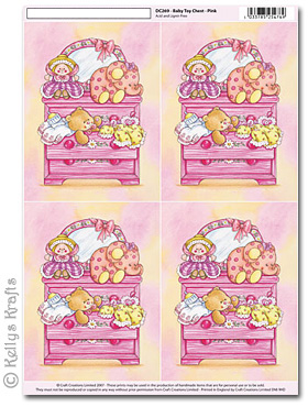 3D Decoupage A4 Motif Sheet - Baby Girl Toy Chest, Pink (269)