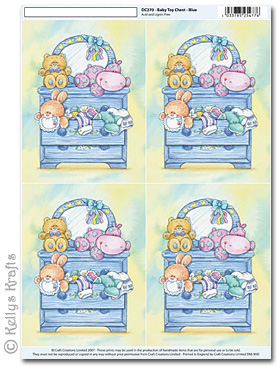 3D Decoupage A4 Motif Sheet - Baby Boy Toy Chest, Blue (270)