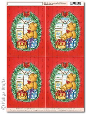 3D Decoupage A4 Motif Sheet - Teddy Bear by the Window, Gifts (315)