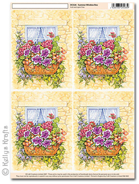 3D Decoupage A4 Motif Sheet - Summer Window Flower/Floral Box (326)