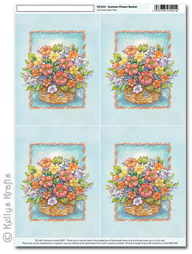3D Decoupage A4 Motif Sheet - Summer Flower/Floral Basket (334)