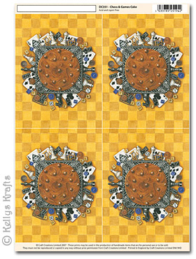 (image for) 3D Decoupage A4 Motif Sheet - Chess & Playing Cards, Games Cake (351)