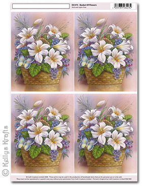 3D Decoupage A4 Motif Sheet - Basket of Flowers (375)