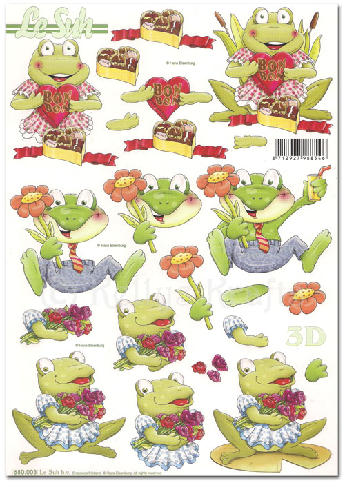 (image for) Die Cut 3D Decoupage A4 Sheet - Frogs (680003)