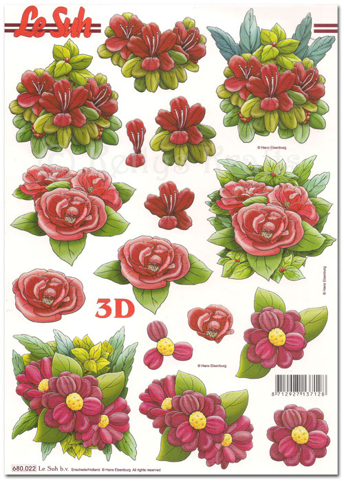 Die Cut 3D Decoupage A4 Sheet - Floral (680022)