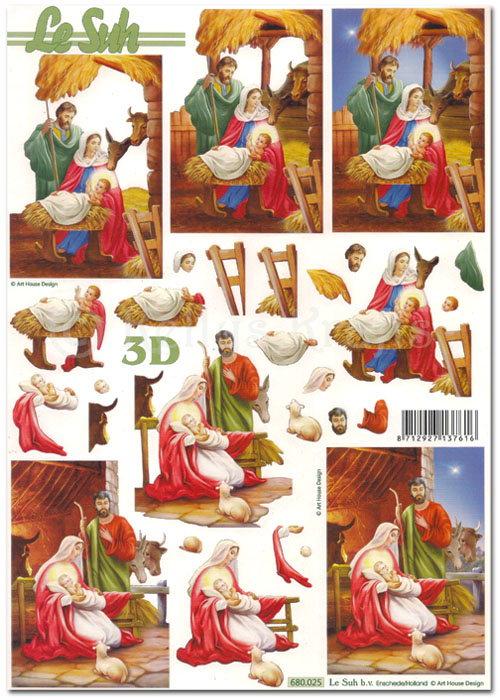 Die Cut 3D Decoupage A4 Sheet - Christmas Religious Scenes (680025)