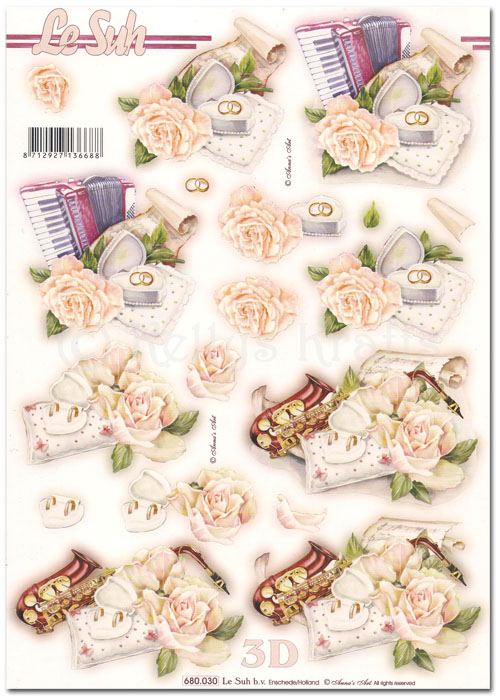 Die Cut 3D Decoupage A4 Sheet - Wedding/Marriage (680030)