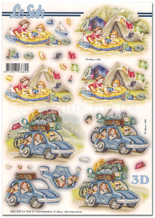 Die Cut 3D Decoupage A4 Sheet - Holiday, Camping, Vacation (680032)