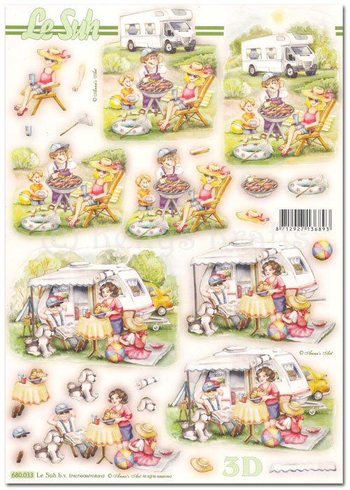 Die Cut 3D Decoupage A4 Sheet - Holiday, Camping, Vacation (680033)