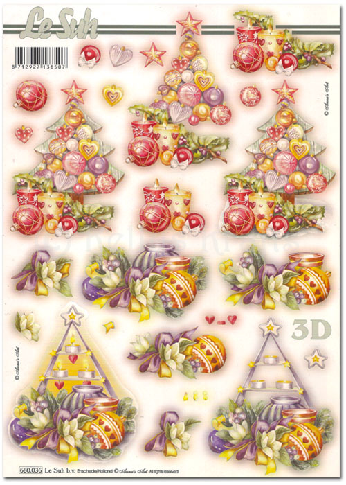 Die Cut 3D Decoupage A4 Sheet - Christmas Floral Decorations (680036)