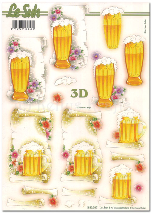 Die Cut 3D Decoupage A4 Sheet - Beer, Lager, Pint (680037)