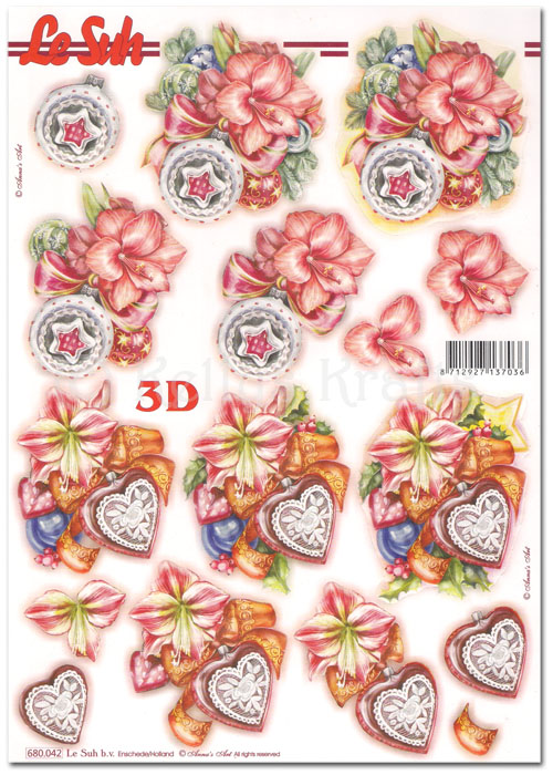 Die Cut 3D Decoupage A4 Sheet - Floral (680042)