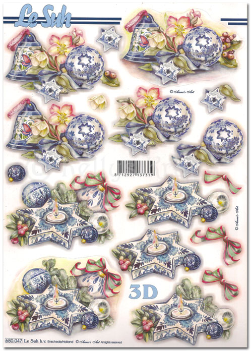 Die Cut 3D Decoupage A4 Sheet - Christmas Floral Decorations (680047)