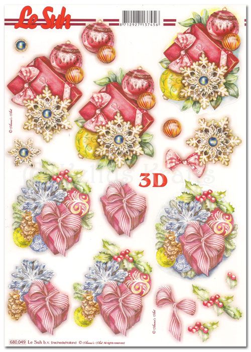 Die Cut 3D Decoupage A4 Sheet - Christmas Gifts (680049)