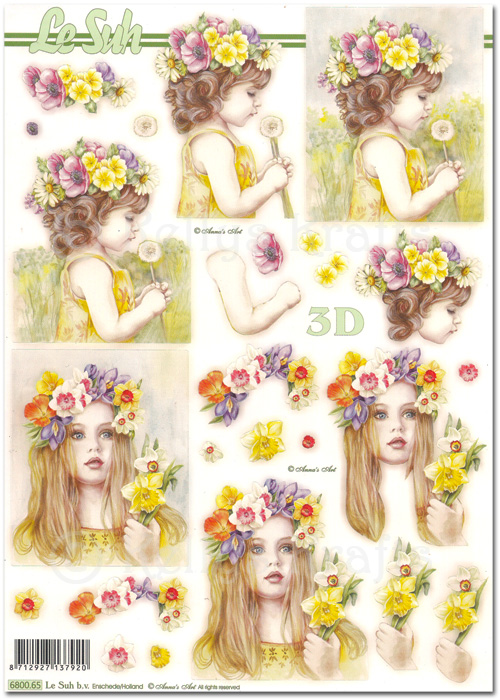 Die Cut 3D Decoupage A4 Sheet - Girls Picking Flowers (680065)