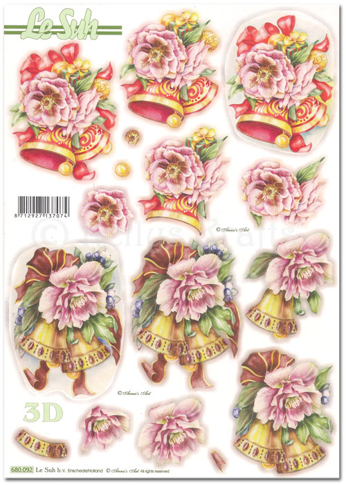 (image for) Die Cut 3D Decoupage A4 Sheet - Christmas Bells (680092) - Click Image to Close