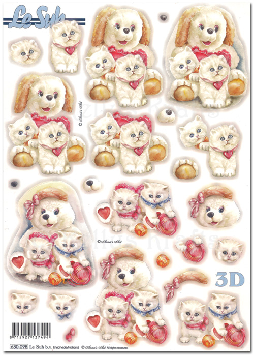 Die Cut 3D Decoupage A4 Sheet - Cats (680098)