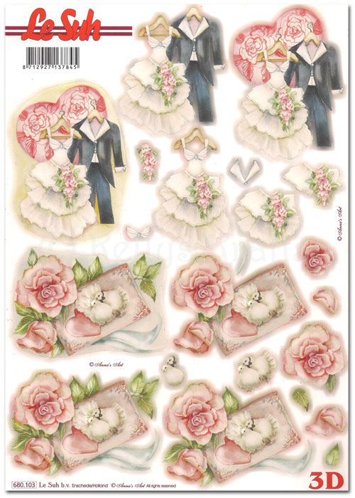 (image for) Die Cut 3D Decoupage A4 Sheet - Wedding (680103)