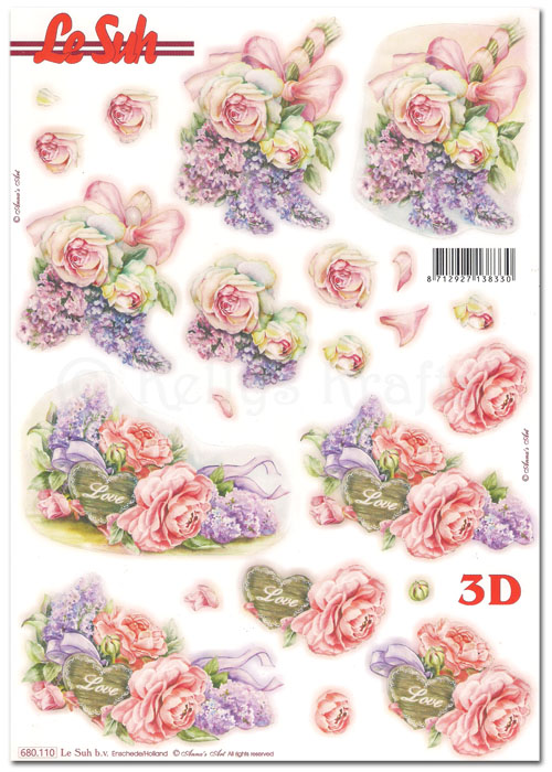 (image for) Die Cut 3D Decoupage A4 Sheet - Floral (680110)