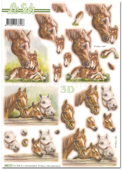 Die Cut 3D Decoupage A4 Sheet - Horses (680111)