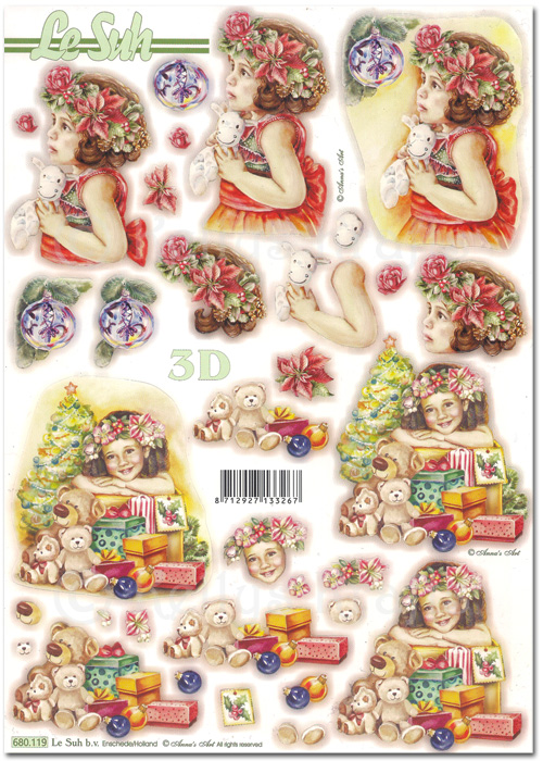 (image for) Die Cut 3D Decoupage A4 Sheet - Christmas Children (680119)