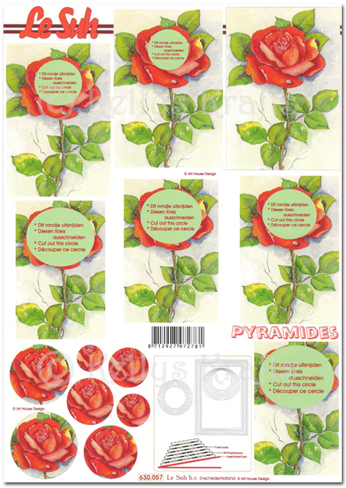 3D Pyramid Decoupage A4 Sheet - Flowers/Floral (630057)