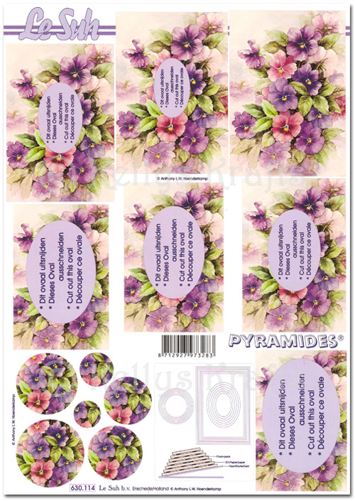 (image for) 3D Pyramid Decoupage A4 Sheet - Flowers/Floral (630114)